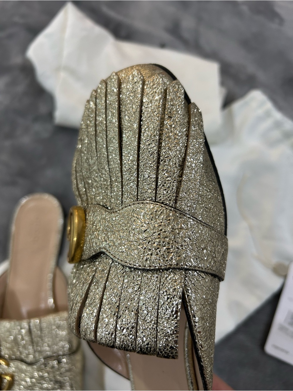 Gucci Marmont metallic Fringe mules Size 40 - Picture 4 of 7